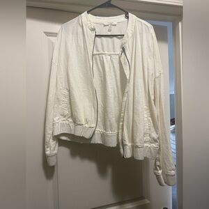 Cable & Gauge Cream Linen Bomber Jacket. Size Large